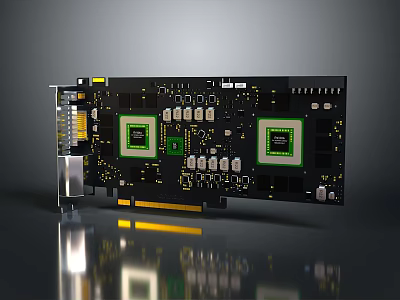 High Performance Graphics Card With Dual GPU Chips and Advanced Electronic Circuit Board Components 3d model