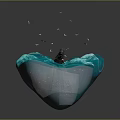 Aquatic Animals Swimming In Blue Water With Ripples And Black Structure