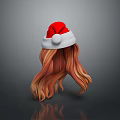 Back View Of Golden Brown Long Hair Wearing Red Santa Hat