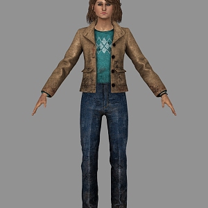 middle-aged woman middle-aged woman coat jeans foreigner shoes 3d model