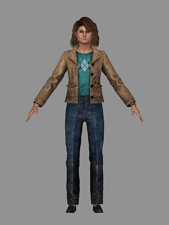 middle-aged woman middle-aged woman coat jeans foreigner shoes 3d model