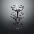 Metal Two Tier Storage Rack With Circular Wire Trays For Kitchen Countertop Organization Modern Design