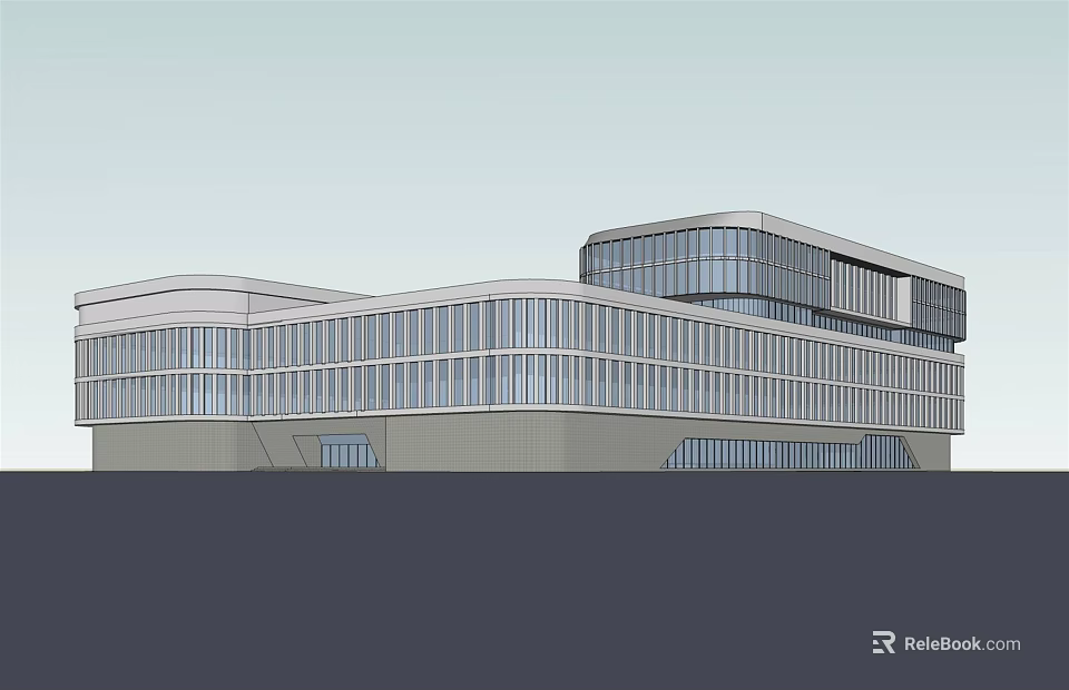 Modern Office Building Featuring Glass Facade And Contemporary Architectural Design 3d model