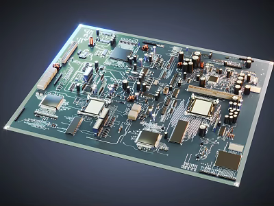 Detailed Smartphone Internal Circuit Board with Electronic Components and Microchips 3d model