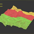 Red Textured 3D Terrain Model With Detailed Surface Relief And Topographic Elevation Features 3d model