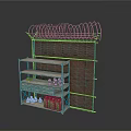 Rusty Industrial Landscape Featuring High Wall Barbed Wire Metal Shelf Bottles Boxes 3d model