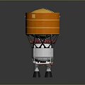 Cylindrical Orange And White Spacecraft Lander With Metallic Body And Support Legs