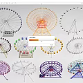 Kids Playground With Various Colorful Ferris Wheels In Different Fun Designs