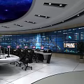 Modern Monitoring Room Interior With Multiple Surveillance Screens Control Consoles And Workstations