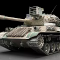 Detailed Military Tank With Camouflage Pattern Long Cannon And Metal Tracks