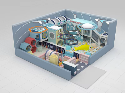 Colorful Indoor Playground with Slide Climbing Structure Ball Pit and Kids Fun Activities 3d model
