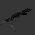 Modern Black Tactical Sniper Rifle With Telescopic Sight Bipod And Long Barrel
