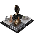 Ornaments Combination Book Ornaments Tray Books 3d model