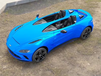 Blue Convertible Sports Car With Open Top Black Seats And Wheels 3d model