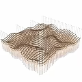Modern Artistic Chandelier With Wave Like Vertical White Elements And Metal Frame