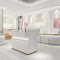 Modern Jewelry Store Interior Design With White Display Cases Counters And Bright Lighting 3d model