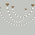 Modern Brass Chandelier With White Spherical Bulbs Hanging Curved Design Interior Decor