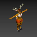 Cartoon Deer Game Character With Antlers White IMPACT Tank Top Red Shorts Outstretched Arms