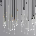Sleek Modern Hanging Pendant Lights With Slender Strings Metallic Accents And Illuminated Bulbs