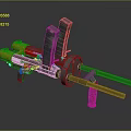 Detailed Design of Multi Barrel Weapon With Mechanical Structure Yellow Silver Components And Support Base