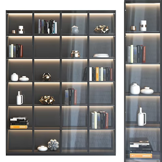 Decorative Cabinet Italian Bookcase Modern Bookcase Black Bookcase Light Luxury Bookcase 3d model