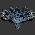 Blue Ice Creature With Golden Crown Spiky Fur And Arm Bands