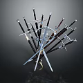Various Types of Crossed Swords in Circular Display as Weapons