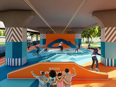 Modern Park Elevated Under Sports Park 3d model