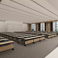 Spacious Modern Conference Room Interior With Long Tables Chairs And Large Screen
