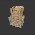 Vintage Wooden Crates Stacked Together On White Background With Rustic Wood Texture