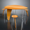 Modern Wooden Dining Chairs With Metal Legs Around Sleek Oval Wooden Table