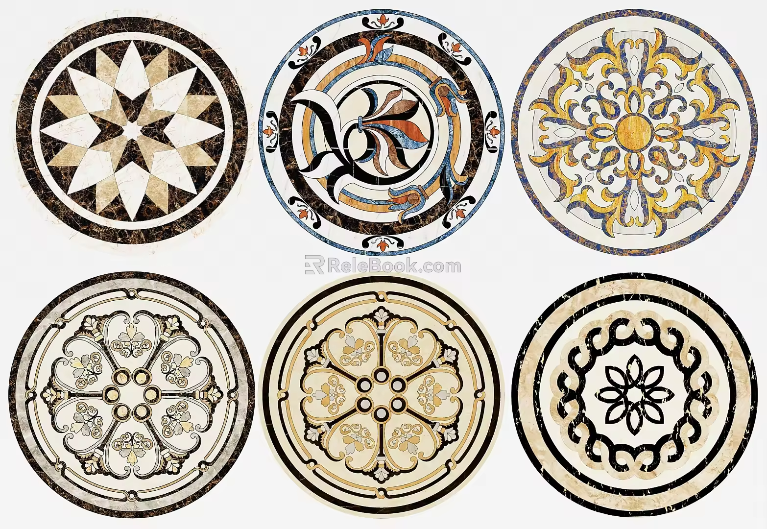European-style floor tile floor mosaic 3d model