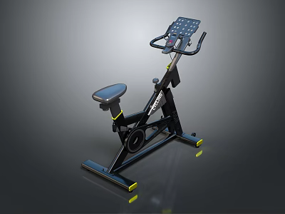Indoor Stationary Exercise Bike With Digital Display And Stable Black Yellow Frame Design 3d model