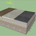 Building Floor Structure With Layered Wooden Stone Surfaces And Substrate Fasteners 3d model