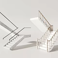 Elegant Modern Staircase Design With White Marble Steps And Wooden Glass Railings