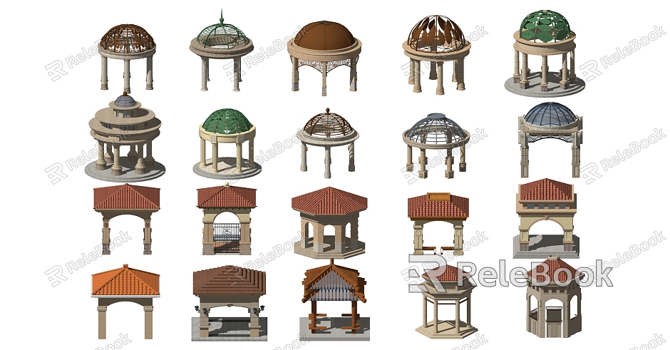 European style pavilion landscape pavilion combination model