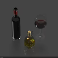 Elegant Tableware Set with Red Wine Bottle Glass and Olive Oil Bottle for Dining