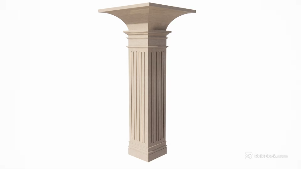 Classical Stone Roman Column With Fluted Shaft Capital And Base Design 3d model 