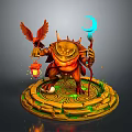 Game Fantasy Toad Character With Blue Crescent Staff Red Eagle And Lantern On Circular Platform 3d model