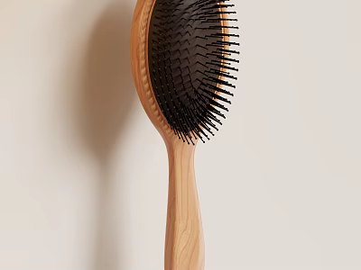Wooden Handle Cleaning Brush With Black Bristles For Household Washing And Daily Use 3d model