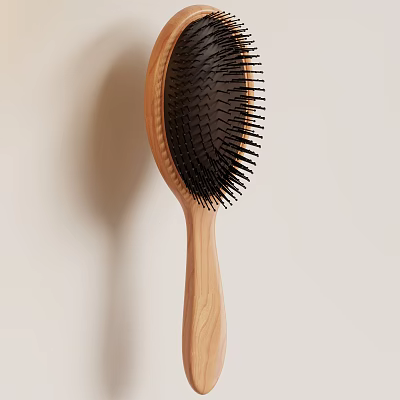 Wooden Handle Cleaning Brush With Black Bristles For Household Washing And Daily Use 3d model