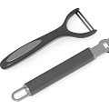 Modern Kitchen Tools Peeler and Bottle Opener with Black Handle and Silver Metal