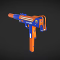 Blue And Orange Toy Gun With Handle Grip Barrel For Children Play