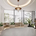 Elegant Modern Beauty Salon Interior With Marble Wall And Reception Desk
