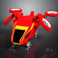 Red Aerospace Drone With Four Rotors And Yellow Stripe For Space Missions