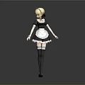 3D Render Of Maid Character With Blonde Hair Black Dress And White Apron