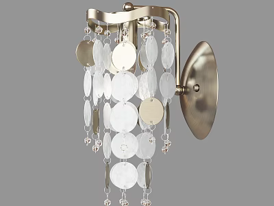 Elegant Modern Wall Lamp With Brushed Brass Base And Hanging Transparent Circular Decorative Discs 3d model