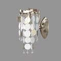 Elegant Modern Wall Lamp With Brushed Brass Base And Hanging Transparent Circular Decorative Discs