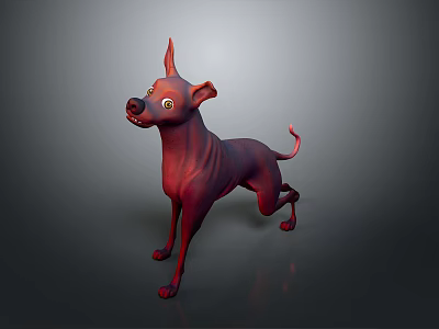 Red Dog 3D Model With Standing Pose And Cartoon Style Design 3d model