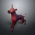 Red Dog 3D Model With Standing Pose And Cartoon Style Design